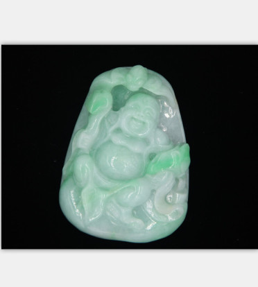 翡翠糯种弥勒菩萨挂件
