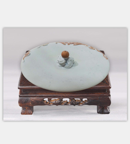松花石-螭虎戏珠香盘